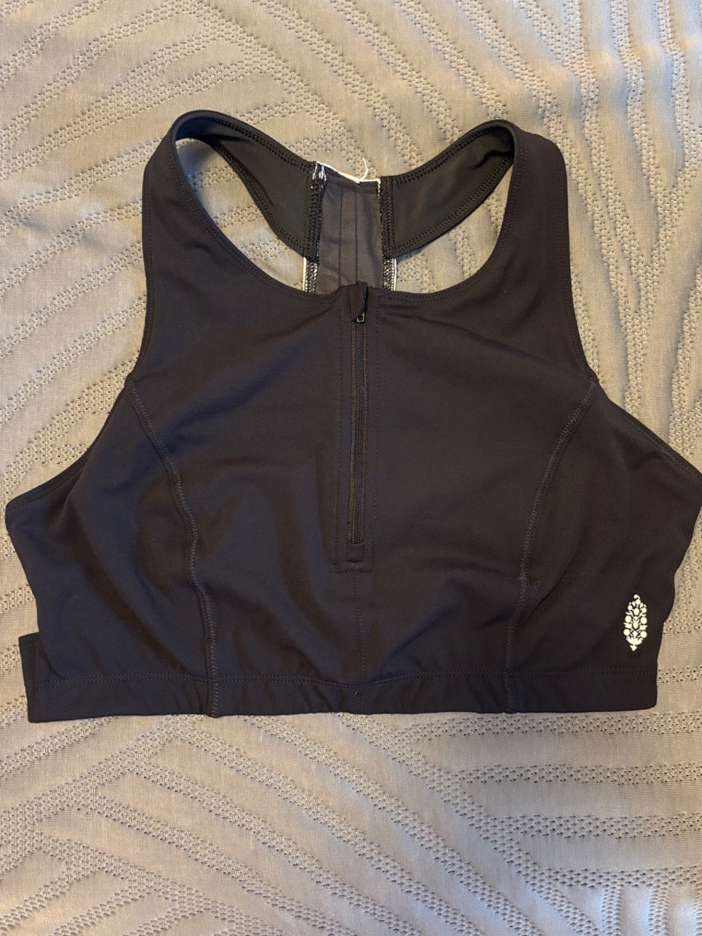FP Movement by Free People Black Front-Zip Racerback Sports Bra